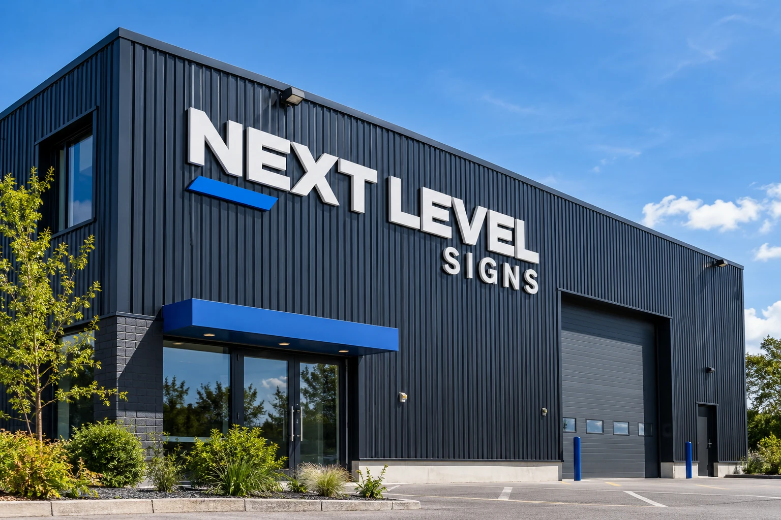 Exterior signage concept for Next Level Signs