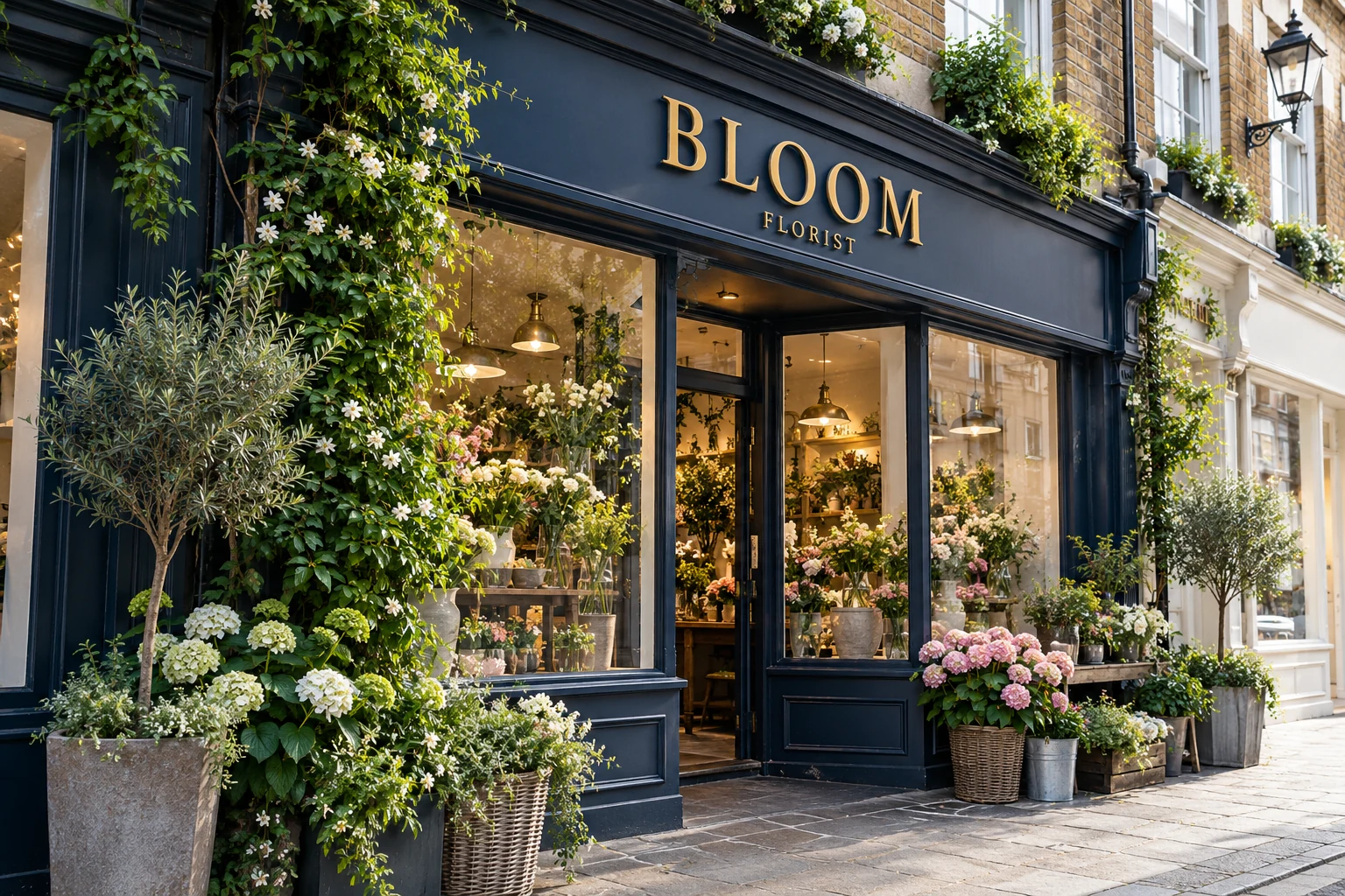 Bloom florist shopfront with fascia signage
